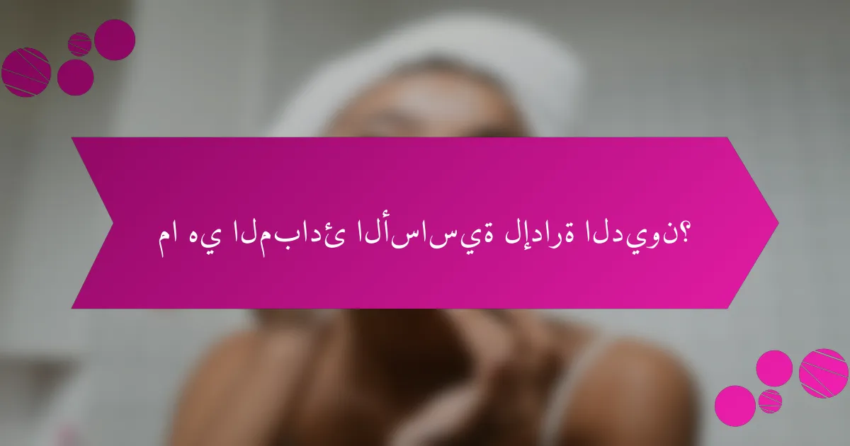 ما هي المبادئ الأساسية لإدارة الديون؟